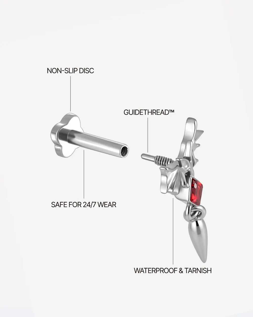 Bat Wing Diamond Drop Flatback Stud