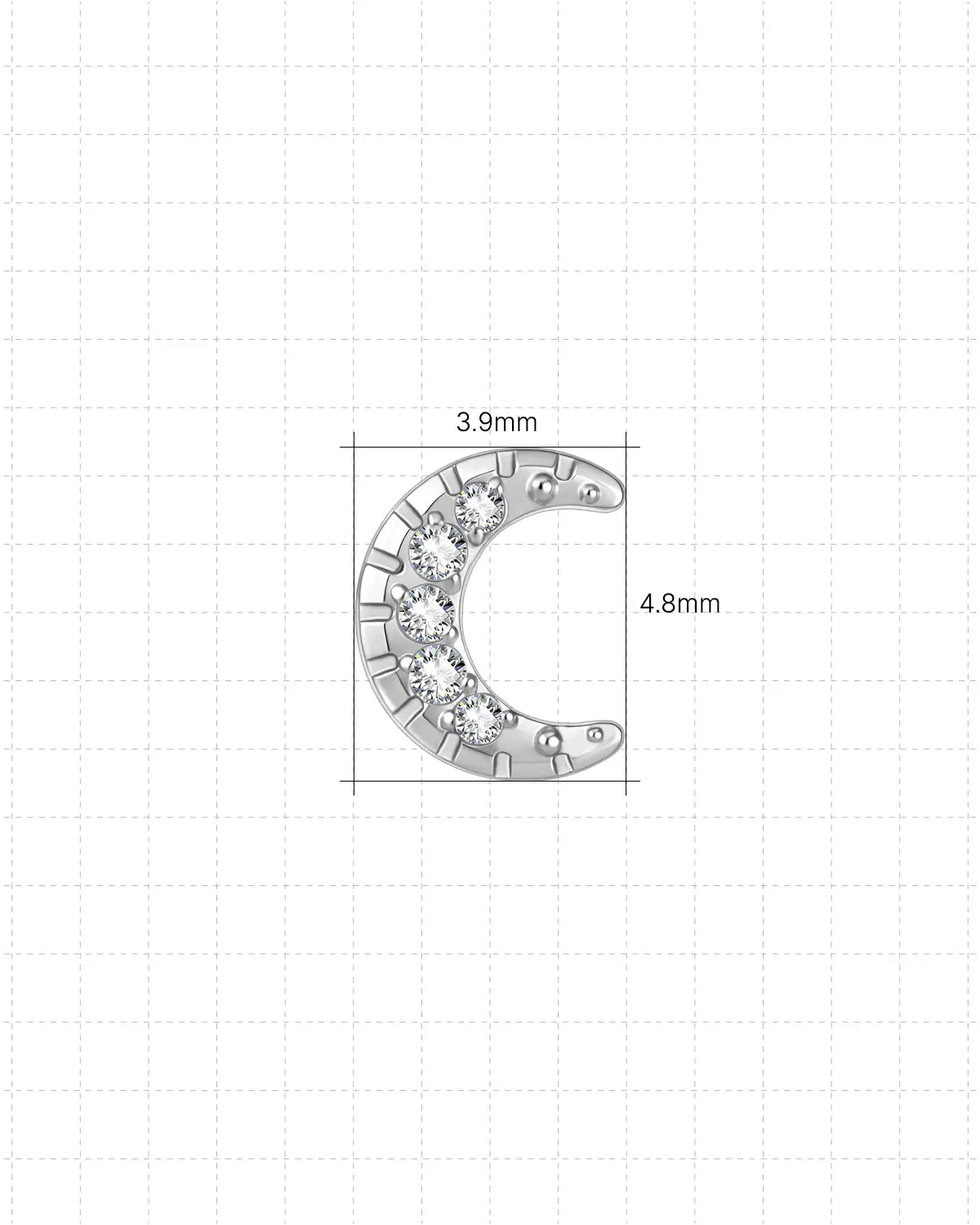 Pavé Crescent Moon Flatback Stud