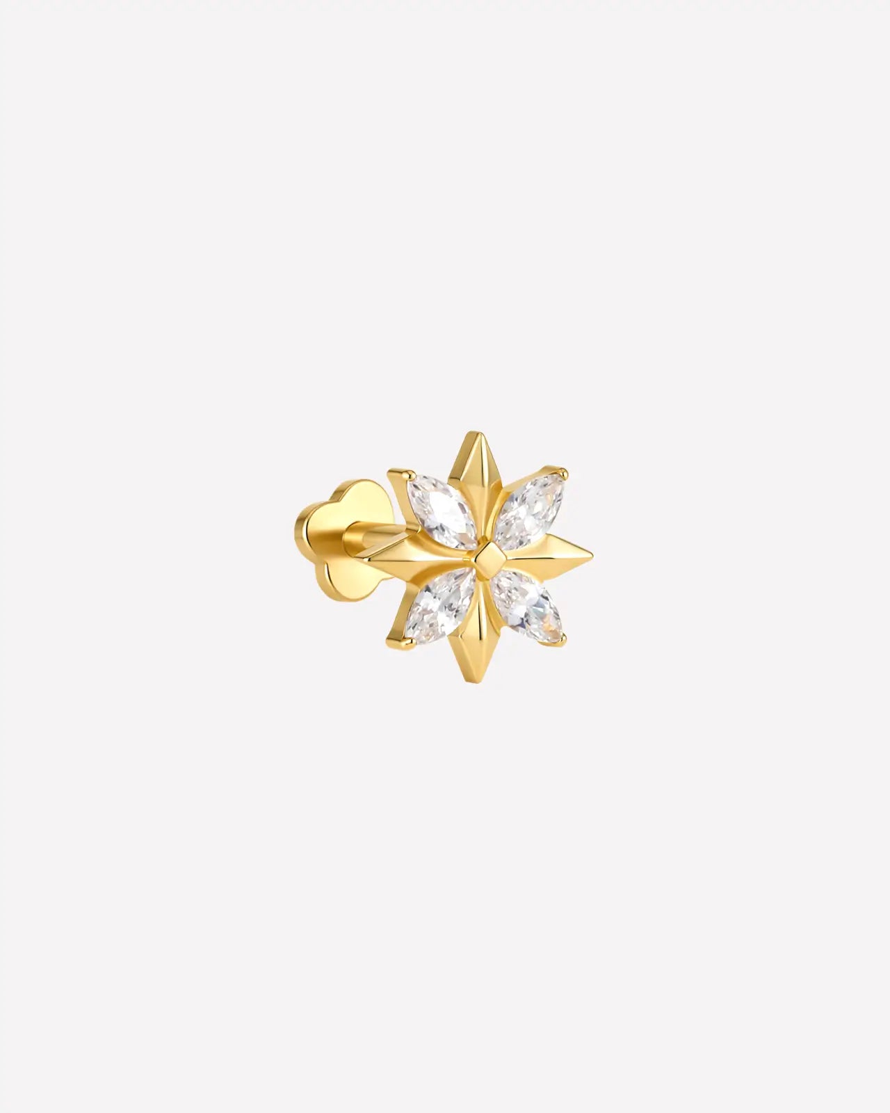 Pendiente plano con forma de estrella marquesa con púas