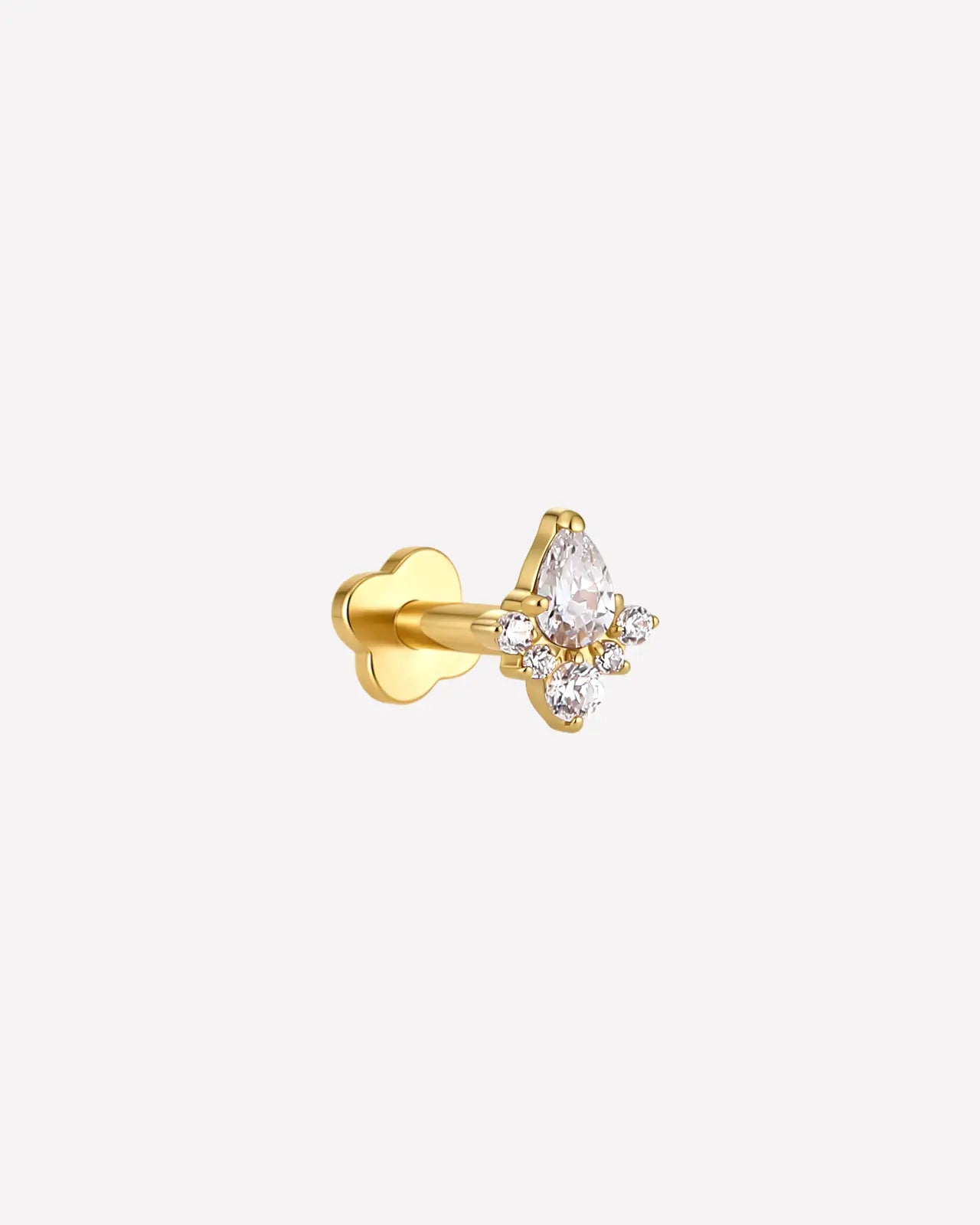 Emerald Pear Cluster Flatback Stud
