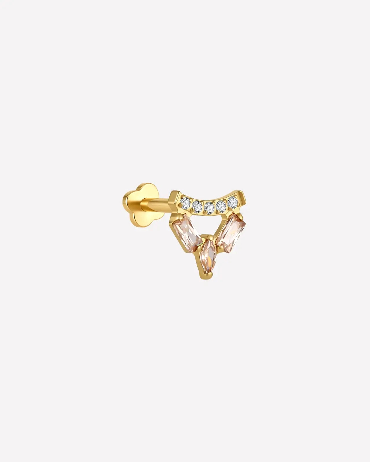 V-Crest Baguette Marquise Flatback Stud