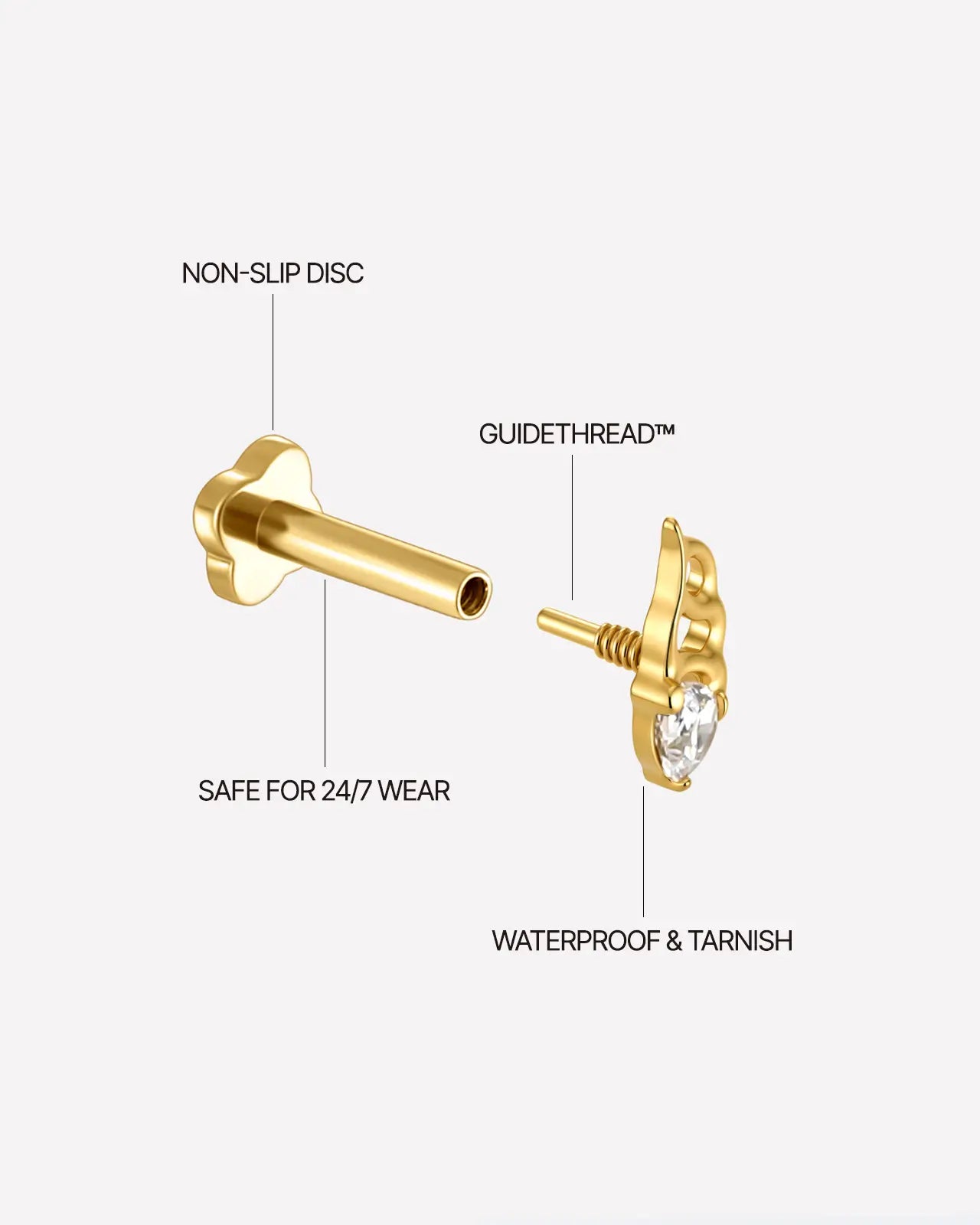 Fluid Flame Pear Flatback Stud