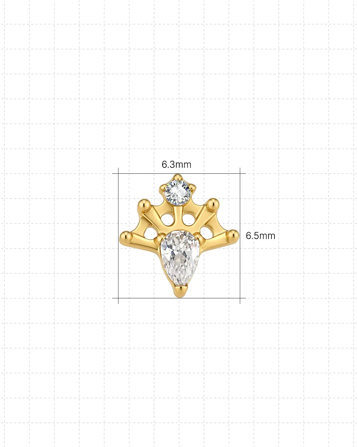 Regal Pear Crown Flatback Stud