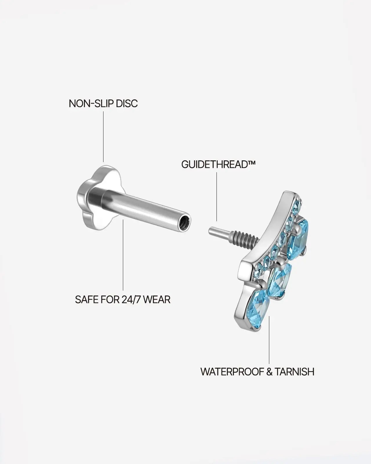 Trio Trapezoid Arc Flatback Stud