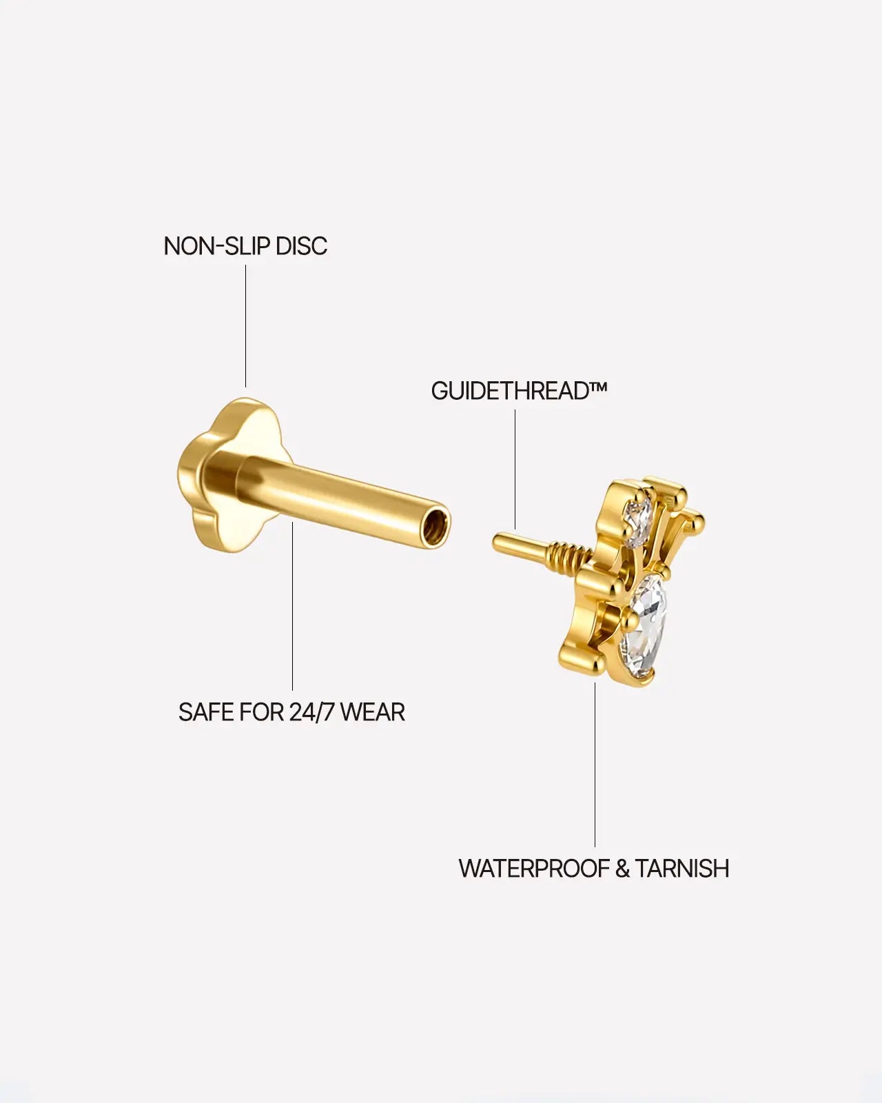 Regal Pear Crown Flatback Stud