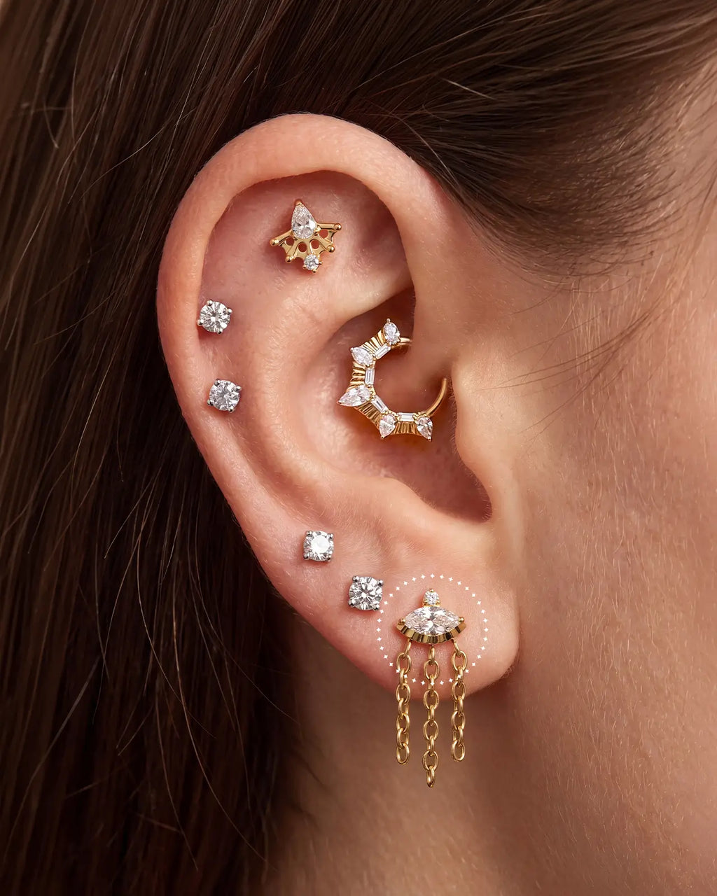 Ohrstecker Marquise Eye Cascade Flatback