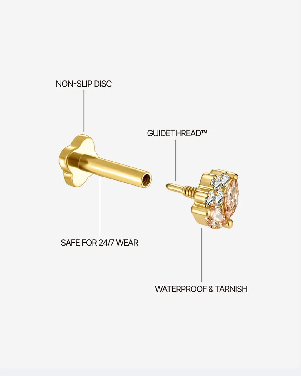 Marquise Petal Bloom Flatback Stud