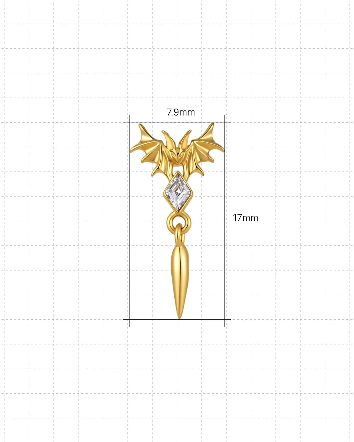 Bat Wing Diamond Drop Flatback Stud