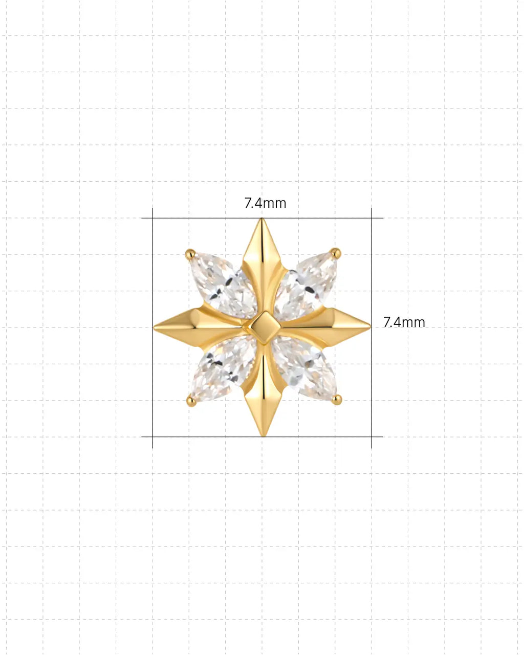 Spitz zulaufender Marquise Starburst Flatback Stud