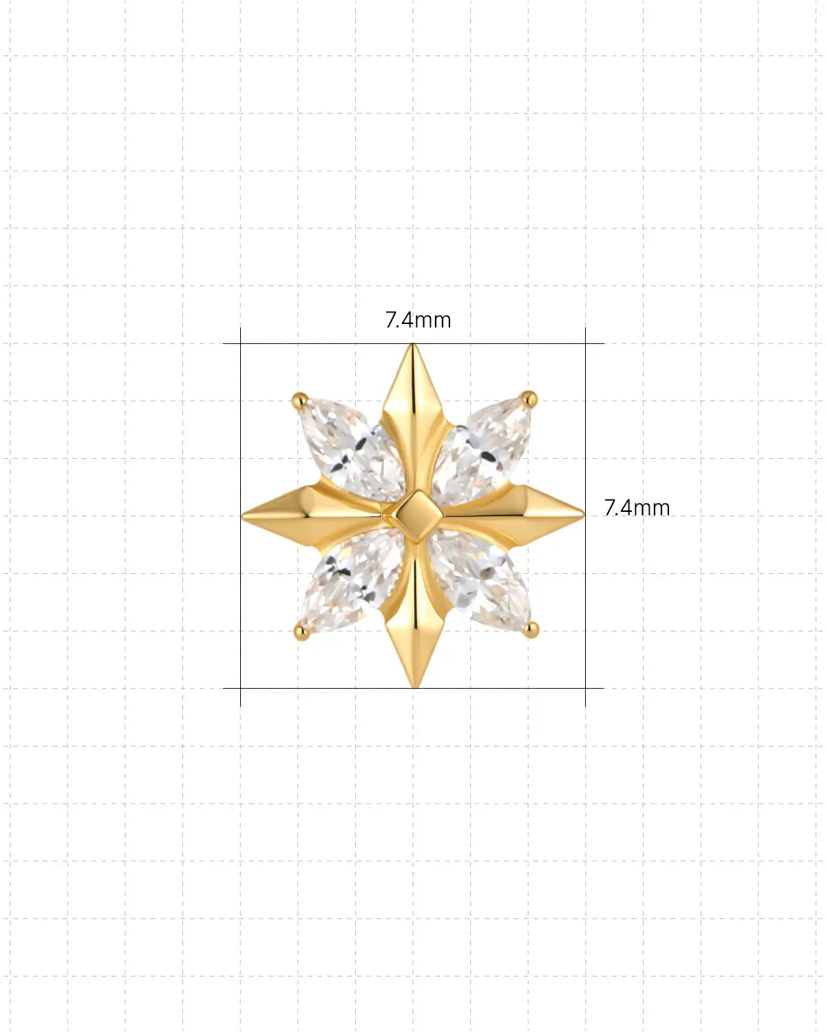 Pendiente plano con forma de estrella marquesa con púas