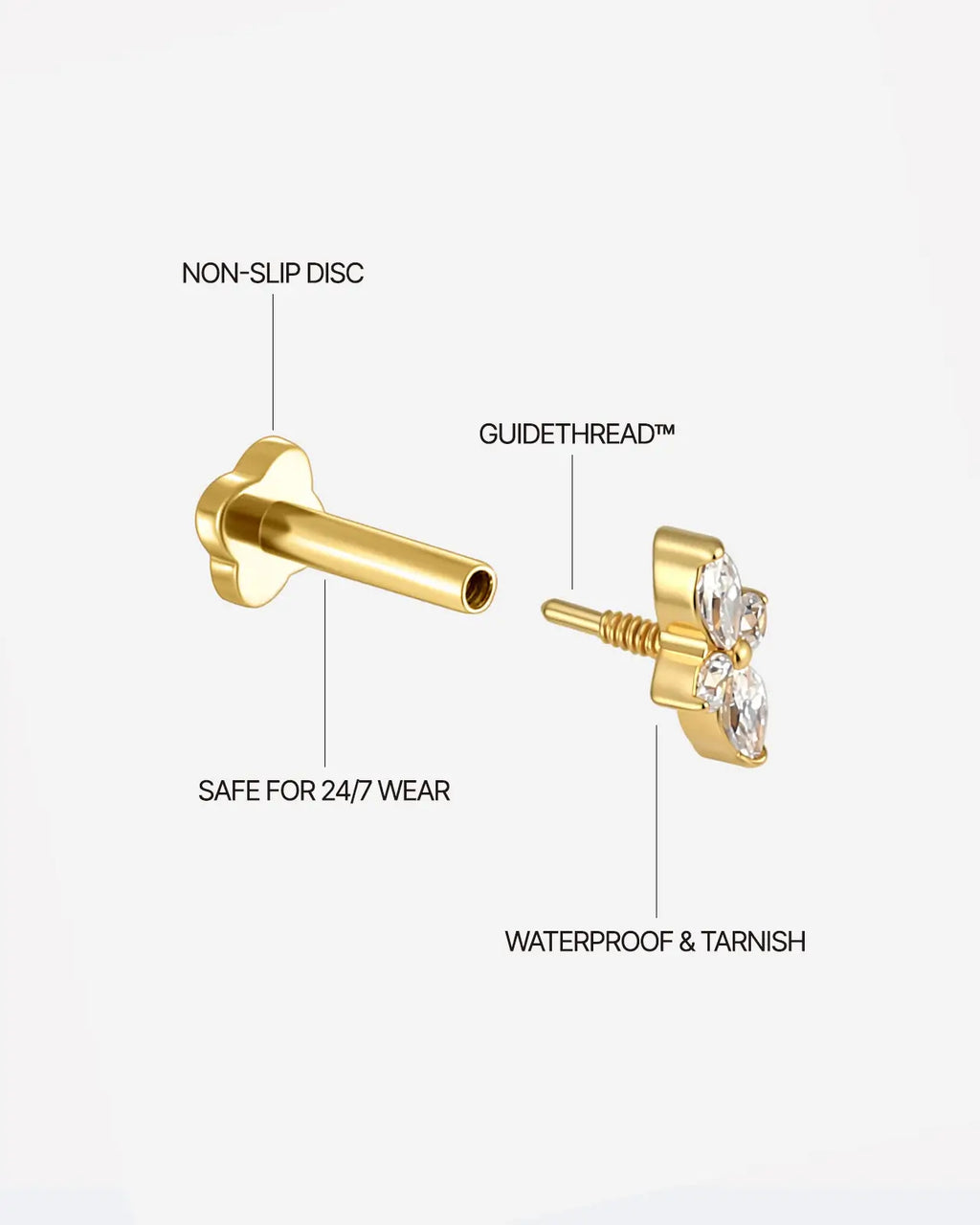 Marquise Duo Cluster Flatback Stud
