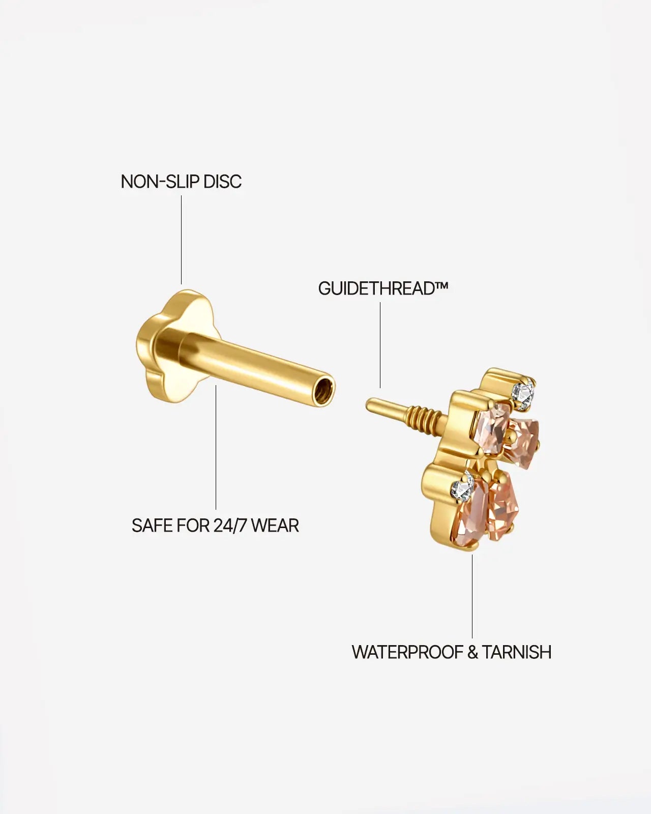 Aurora Square Fan Flatback Stud