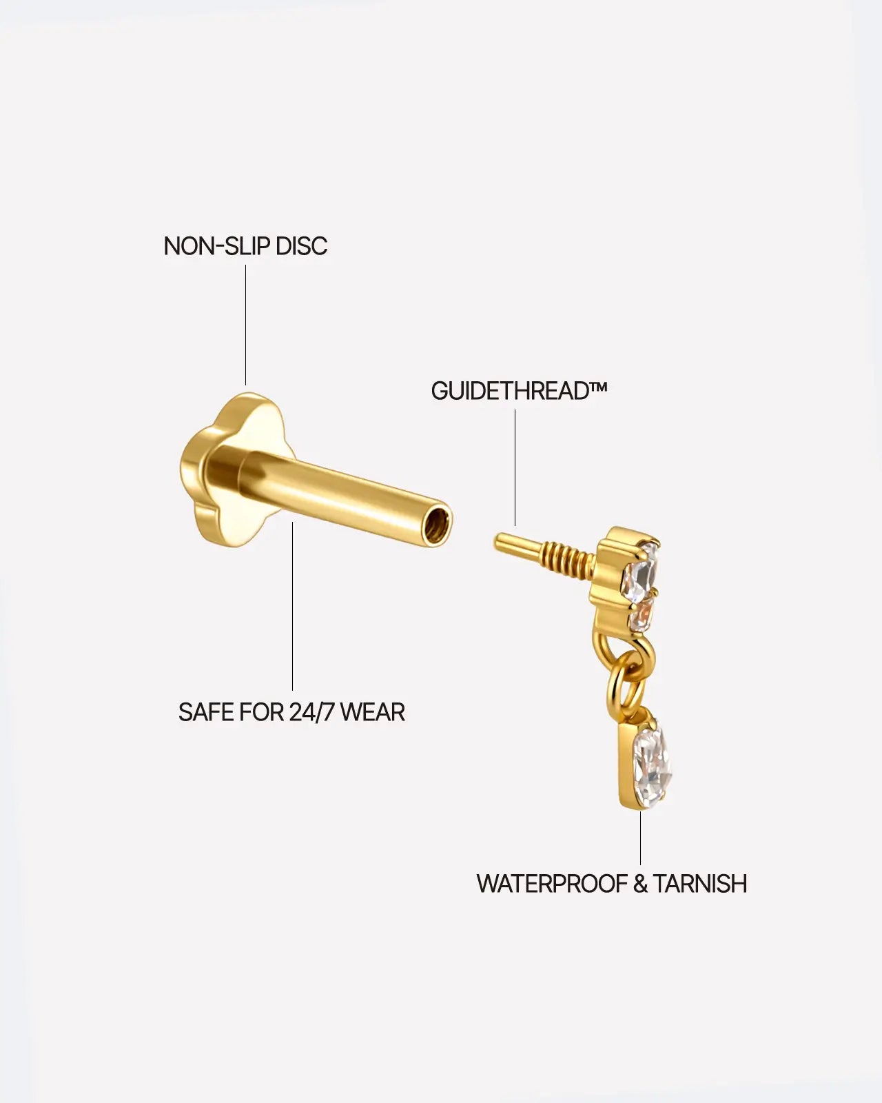 Geometric Duo Drop Flatback Stud