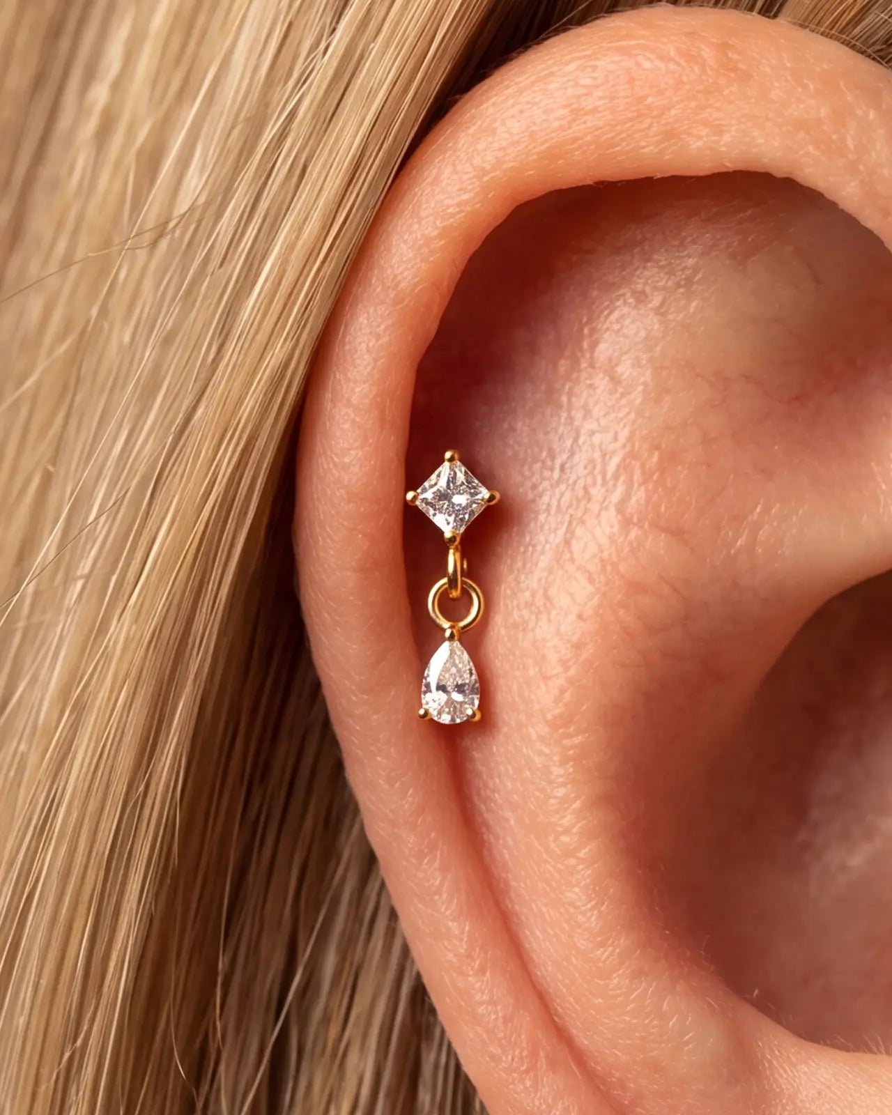 Starfall Teardrop Flatback Stud