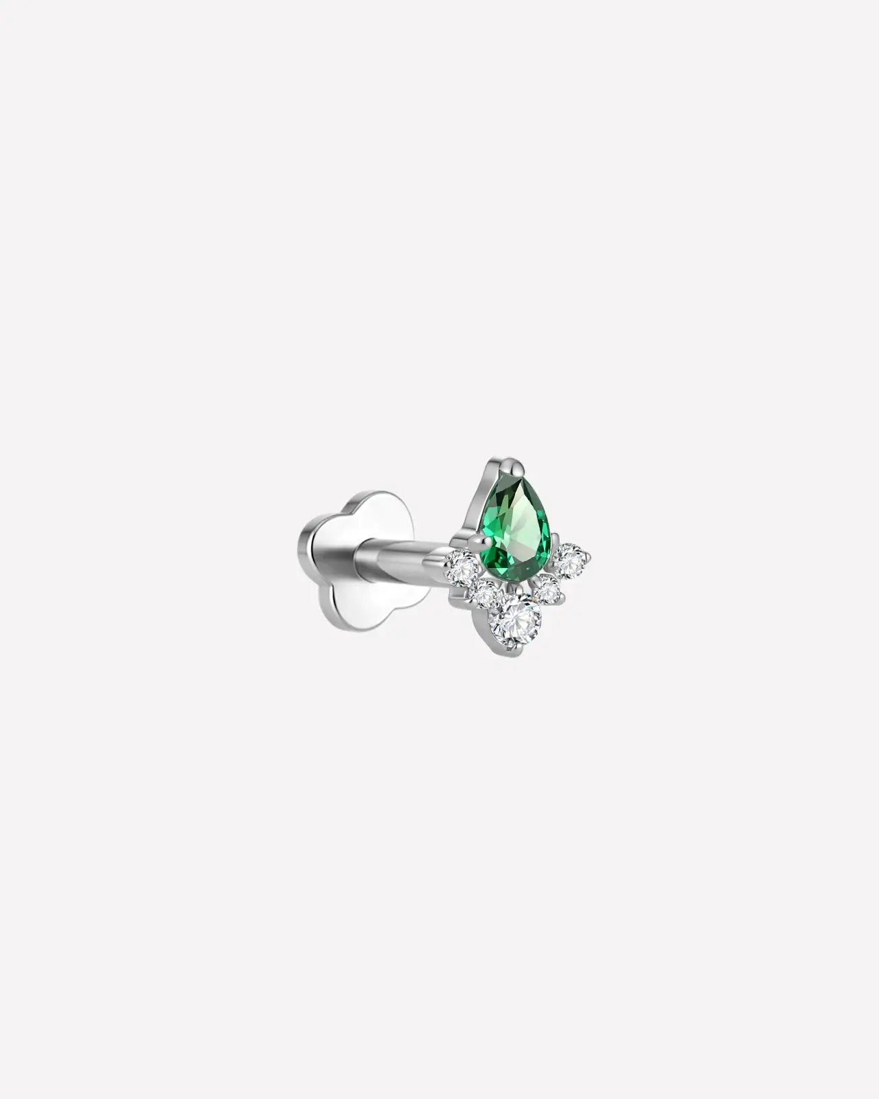 Emerald Pear Cluster Flatback Stud
