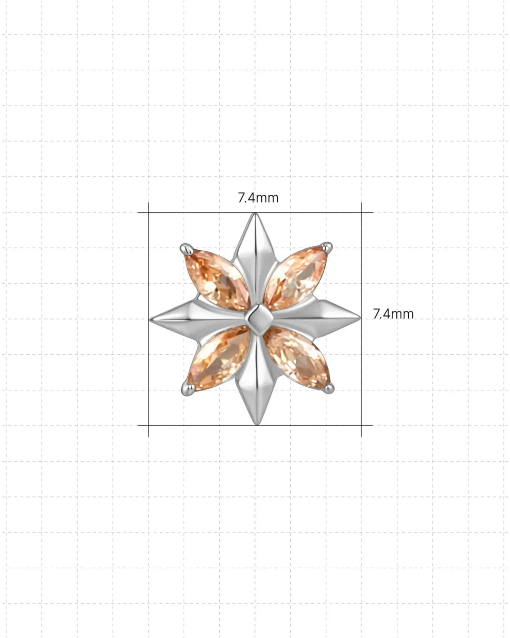 Spitz zulaufender Marquise Starburst Flatback Stud