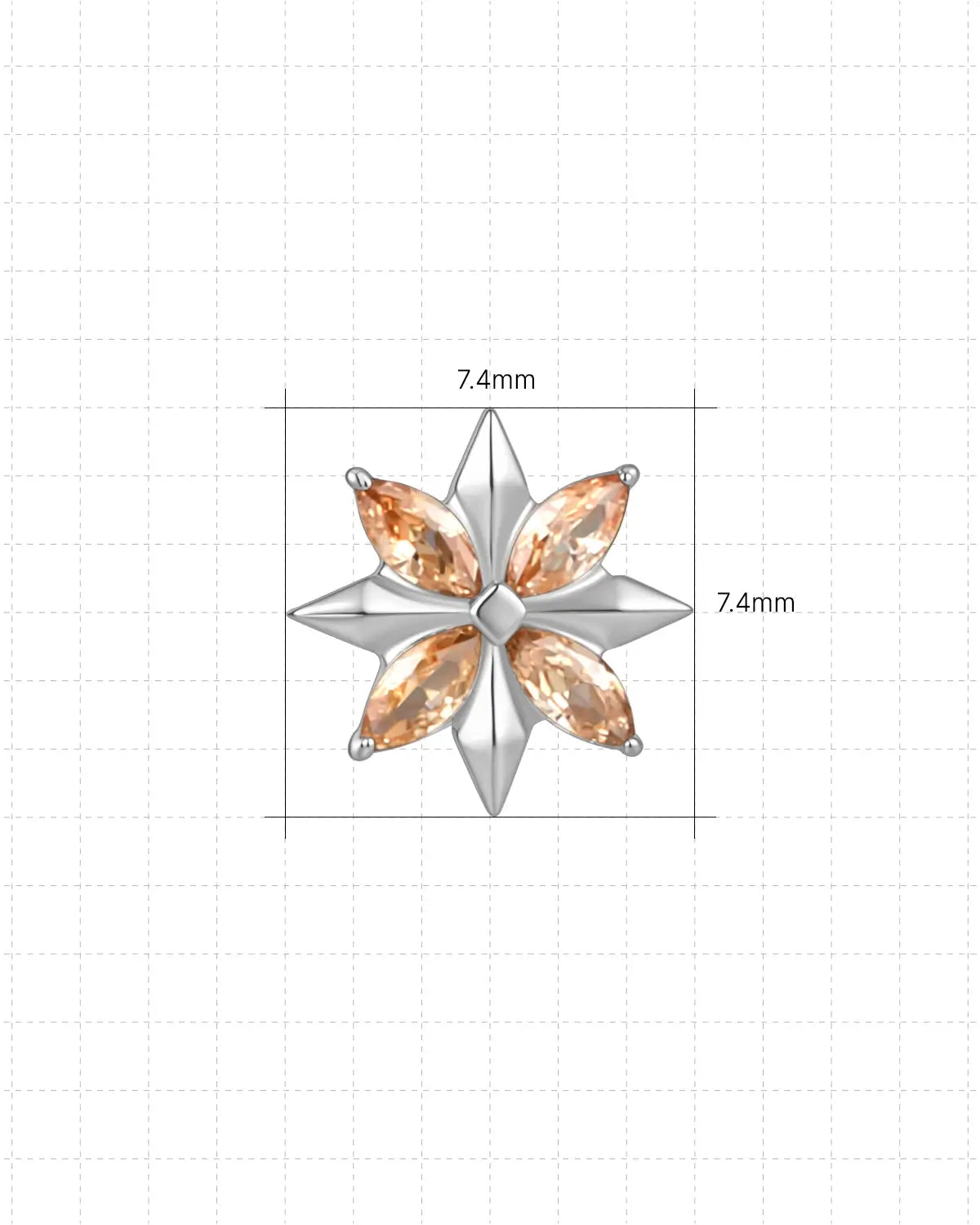 Spitz zulaufender Marquise Starburst Flatback Stud