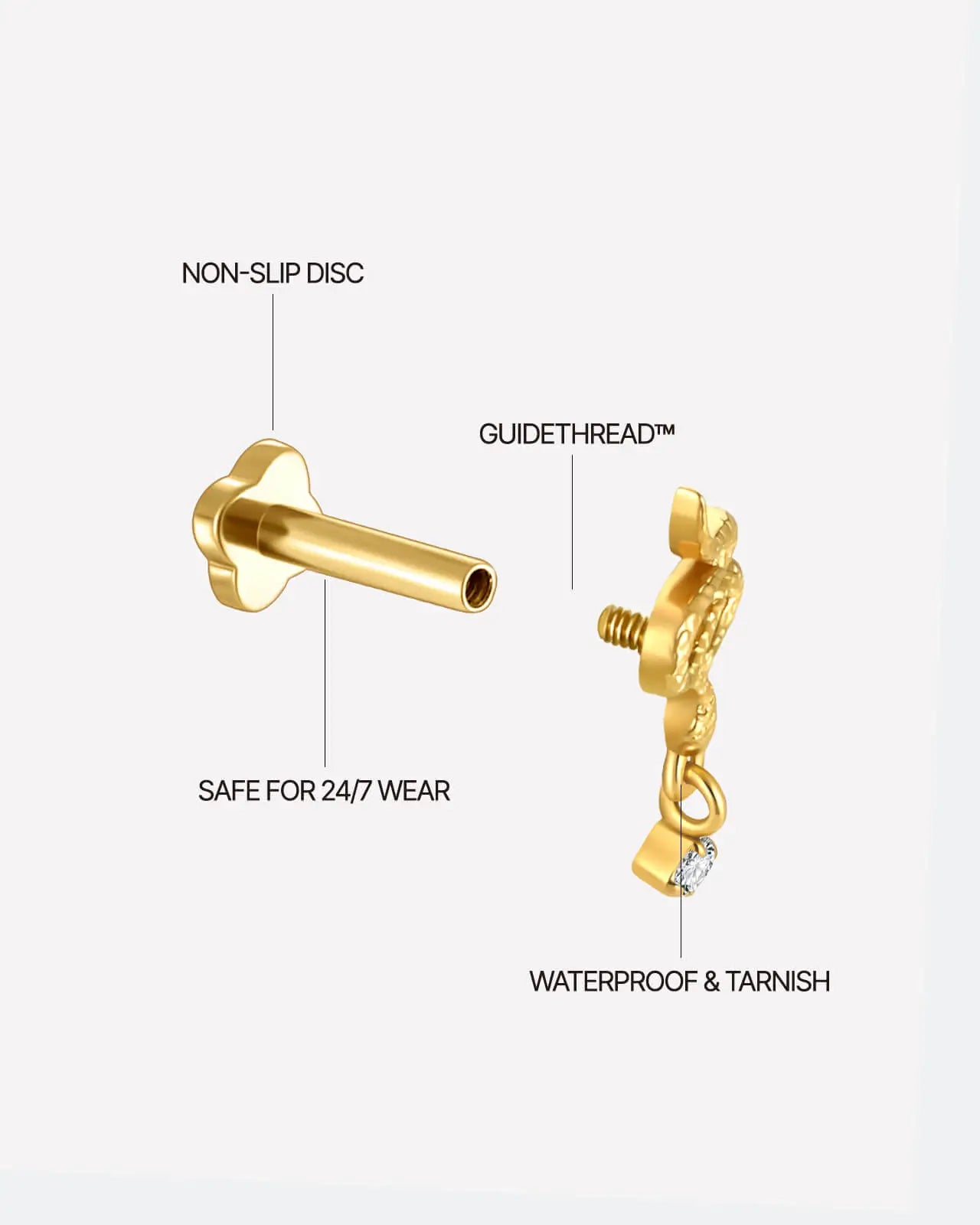 Serpent Drop Flatback Stud