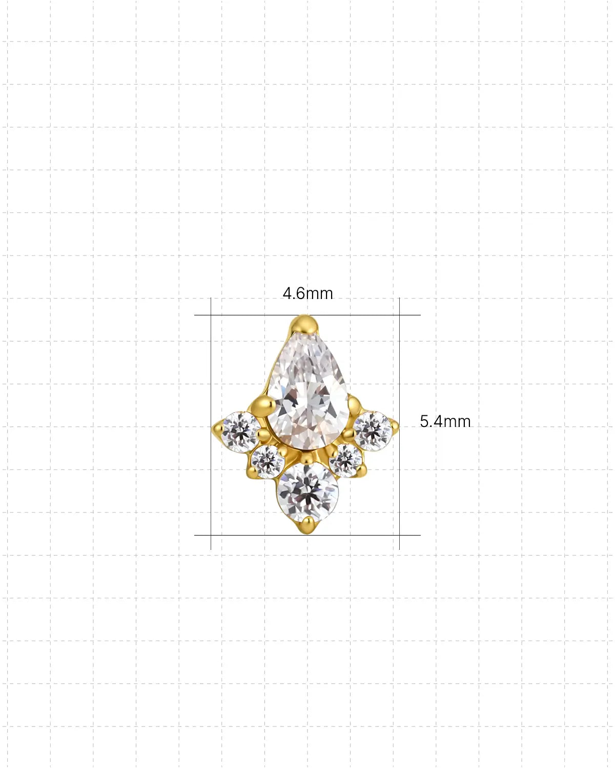 Emerald Pear Cluster Flatback Stud