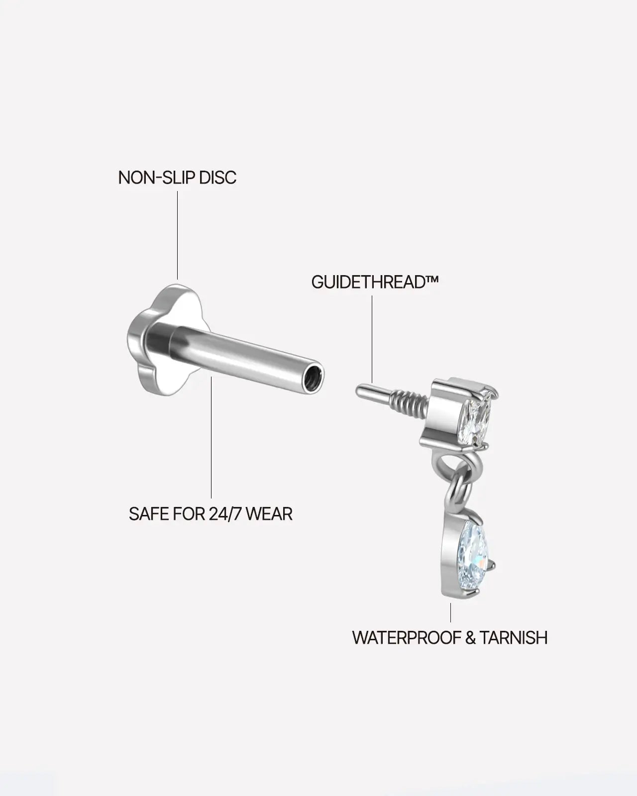 Starfall Teardrop Flatback Stud