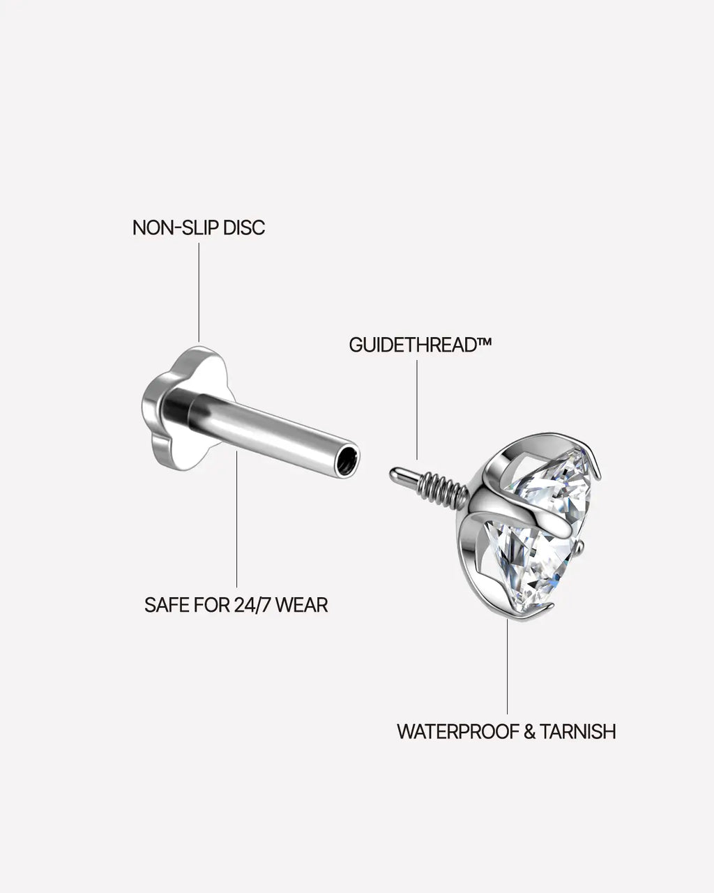 Brillanter Moissanit Solitaire Flatback Stud