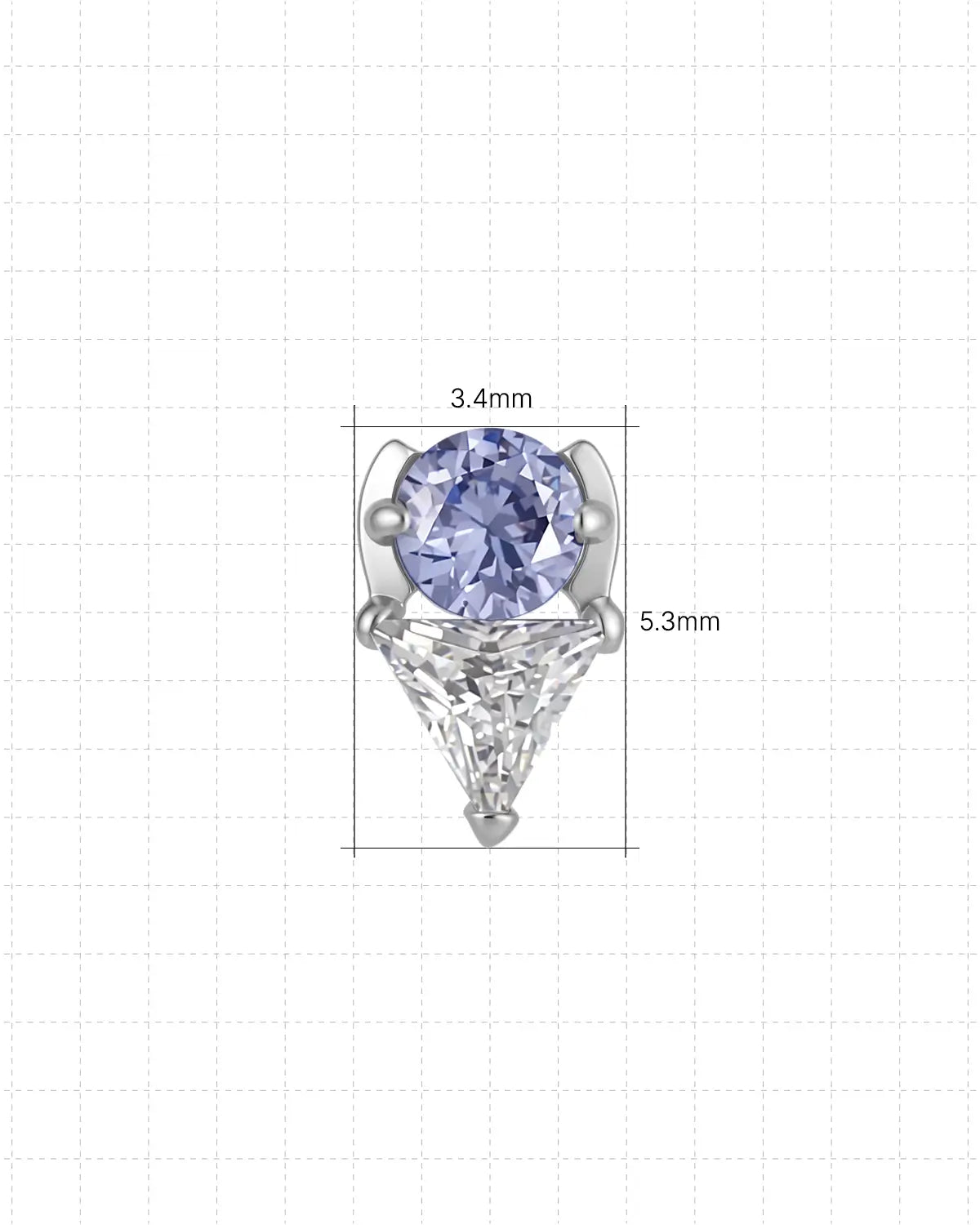 Two-Stone Trillion Drop Flatback Stud