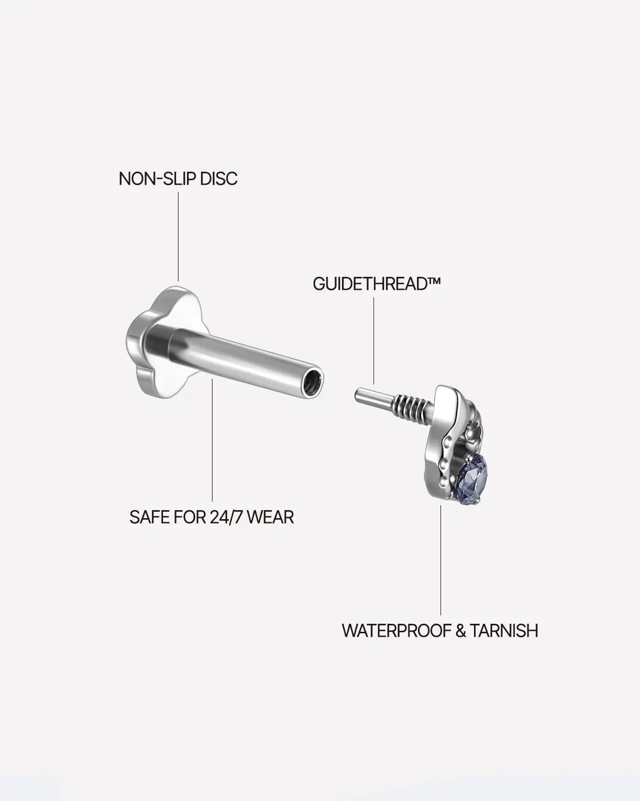 Teardrop Leaf Loop Flatback Stud