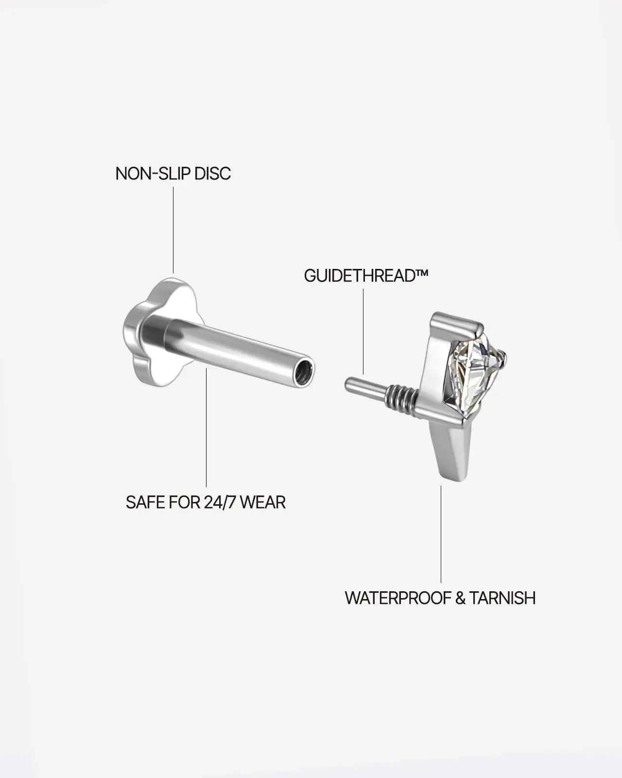 Trilliant Zircon Dagger Flatback Stud