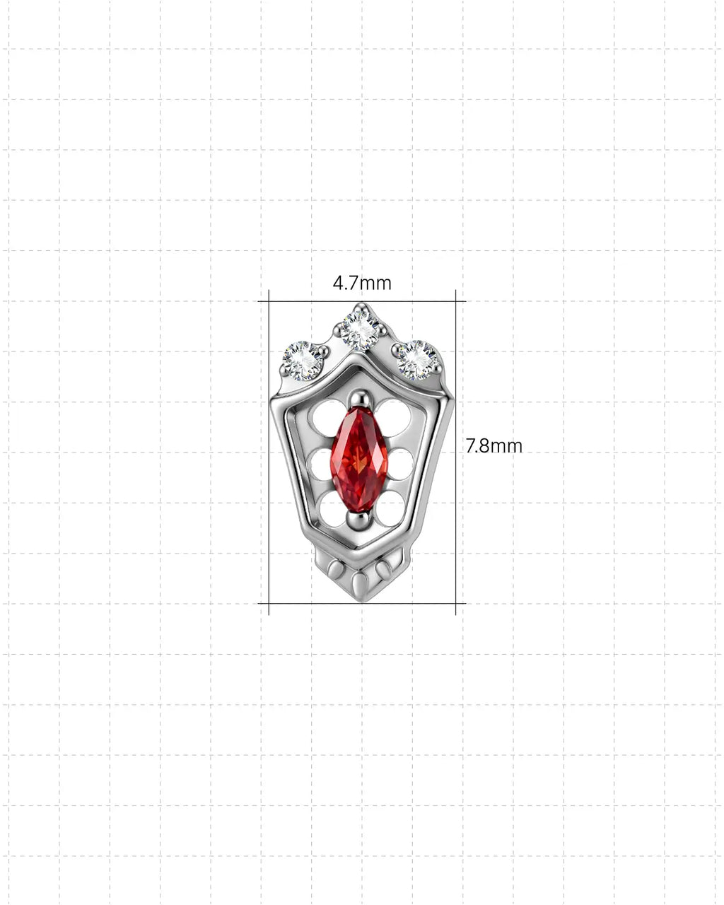 Crowned Marquise Shield Flatback Stud