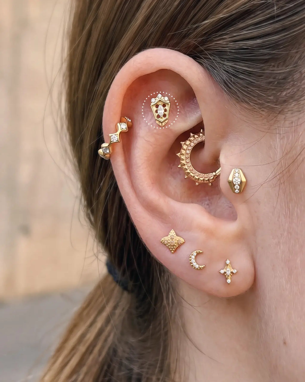 Crowned Marquise Shield Flatback Stud