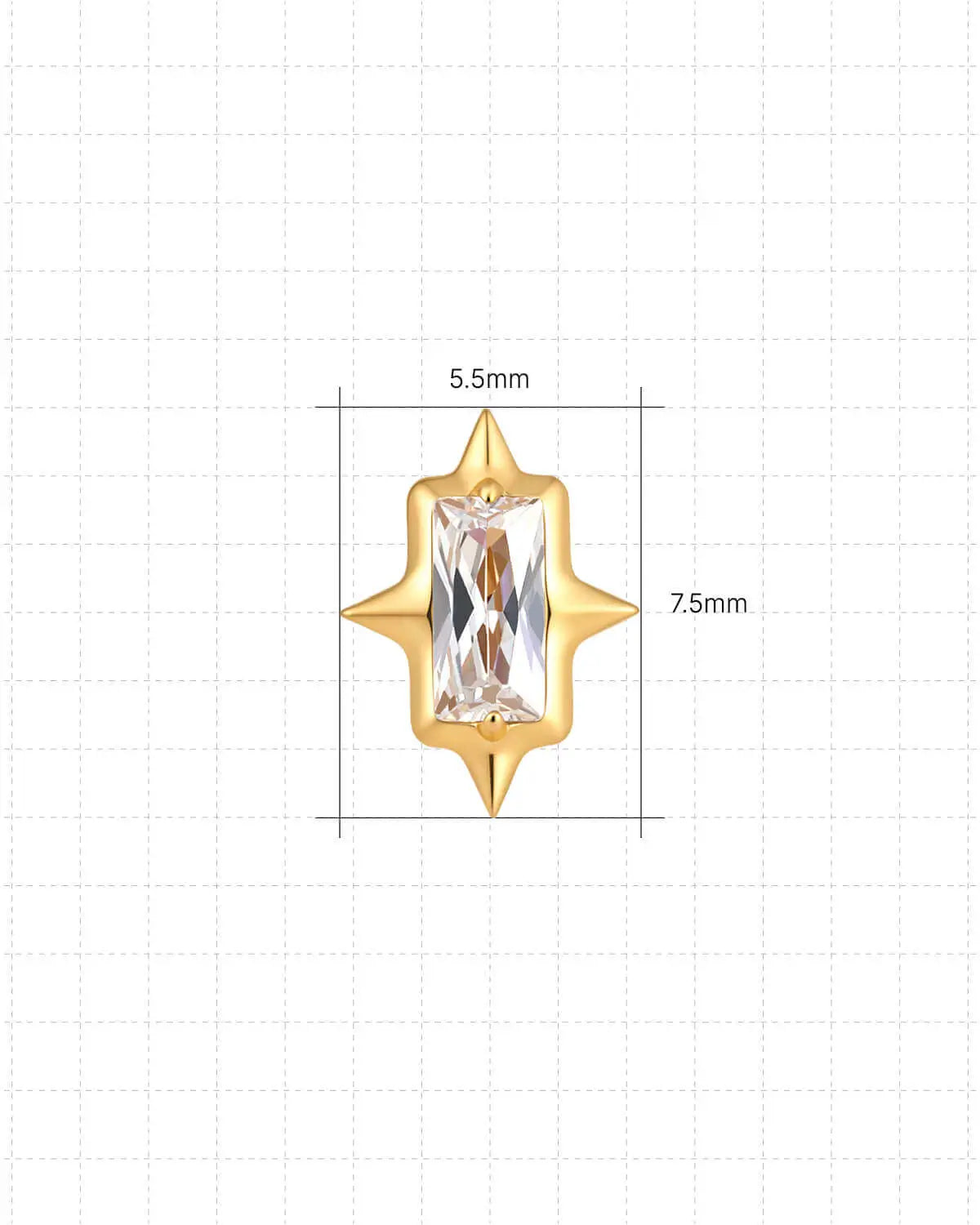 Baguette Starburst Flatback Stud