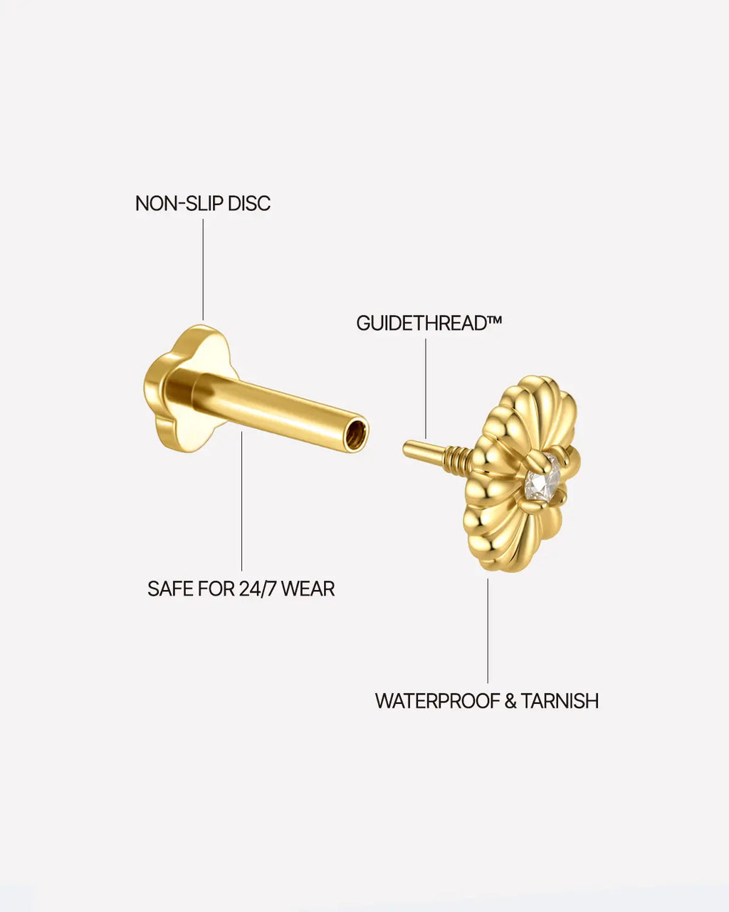 Radiant Petal Bloom Flatback Stud