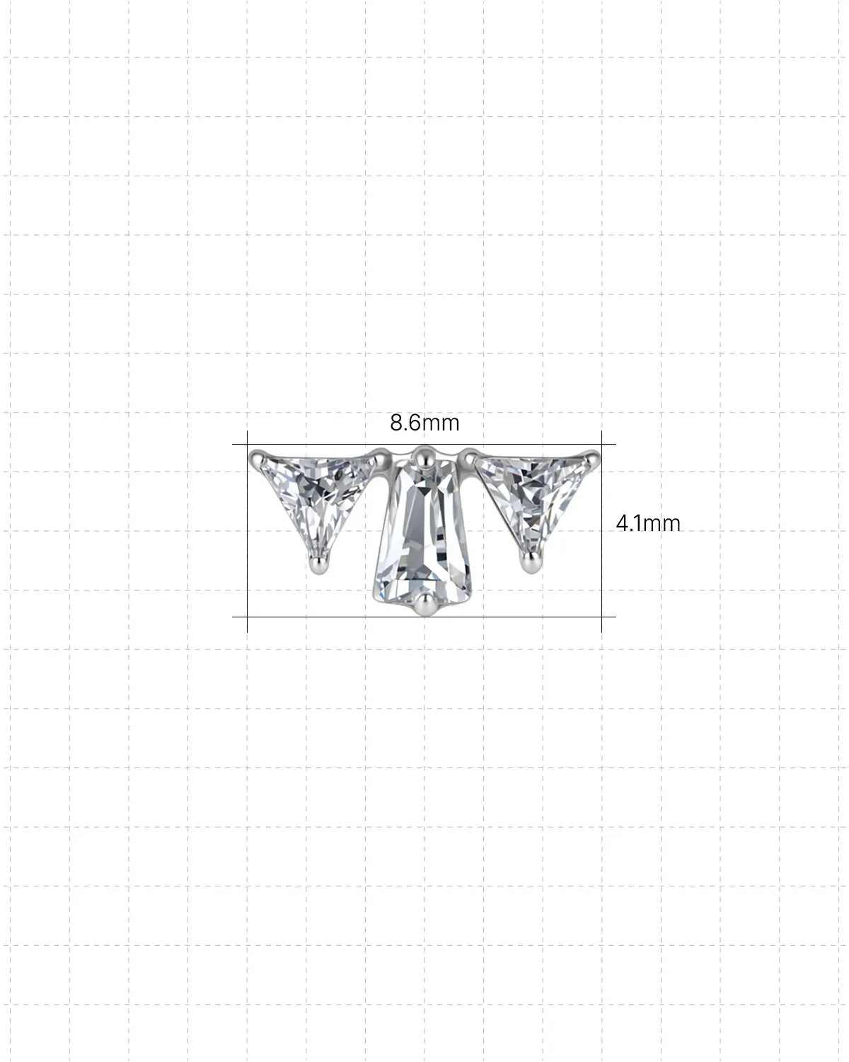 Winged Trio Baguette Flatback Stud