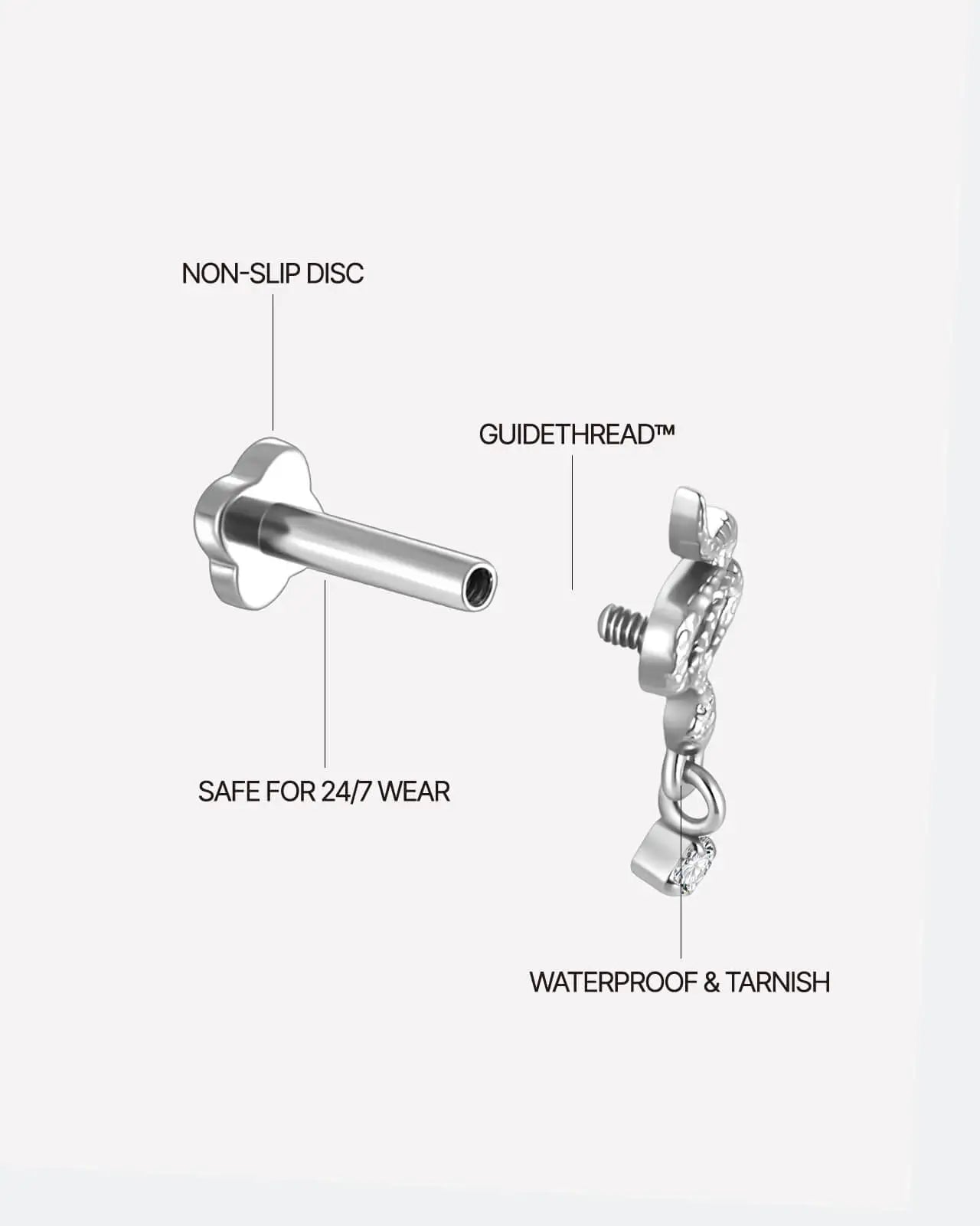 Serpent Drop Flatback Stud