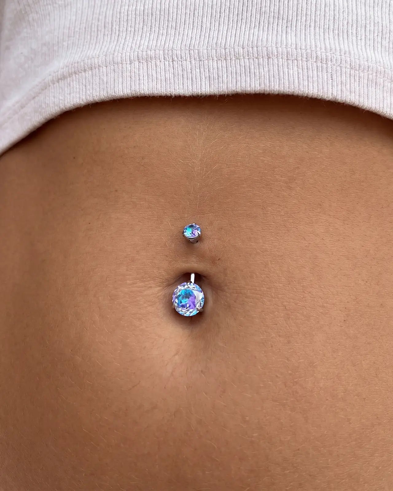 Rose-Cut Duo Zirconia Belly Button Ring