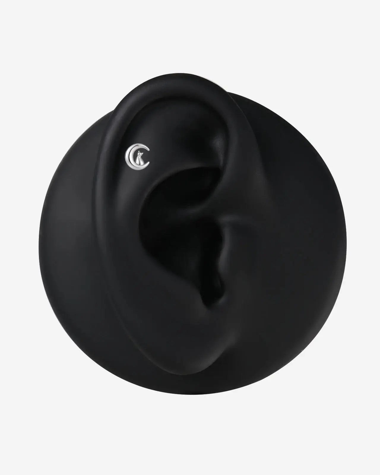 Moonlit Cat Crescent Flatback Stud