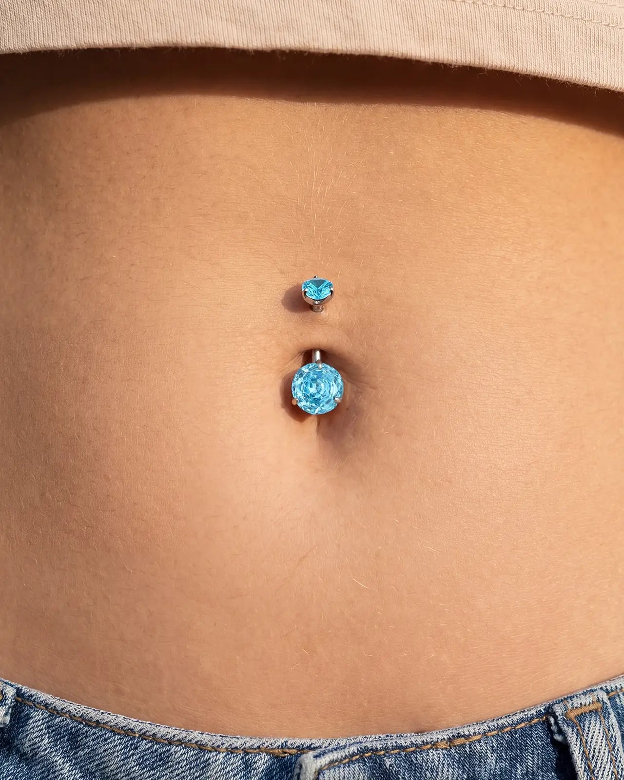 Rose-Cut Duo Zirconia Belly Button Ring