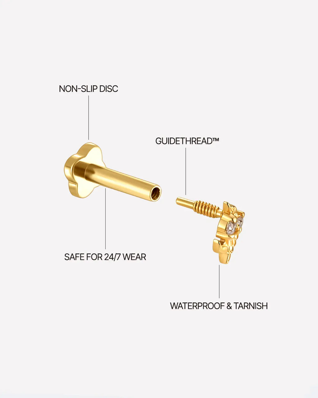 Twin Bloom Vine Flatback Stud