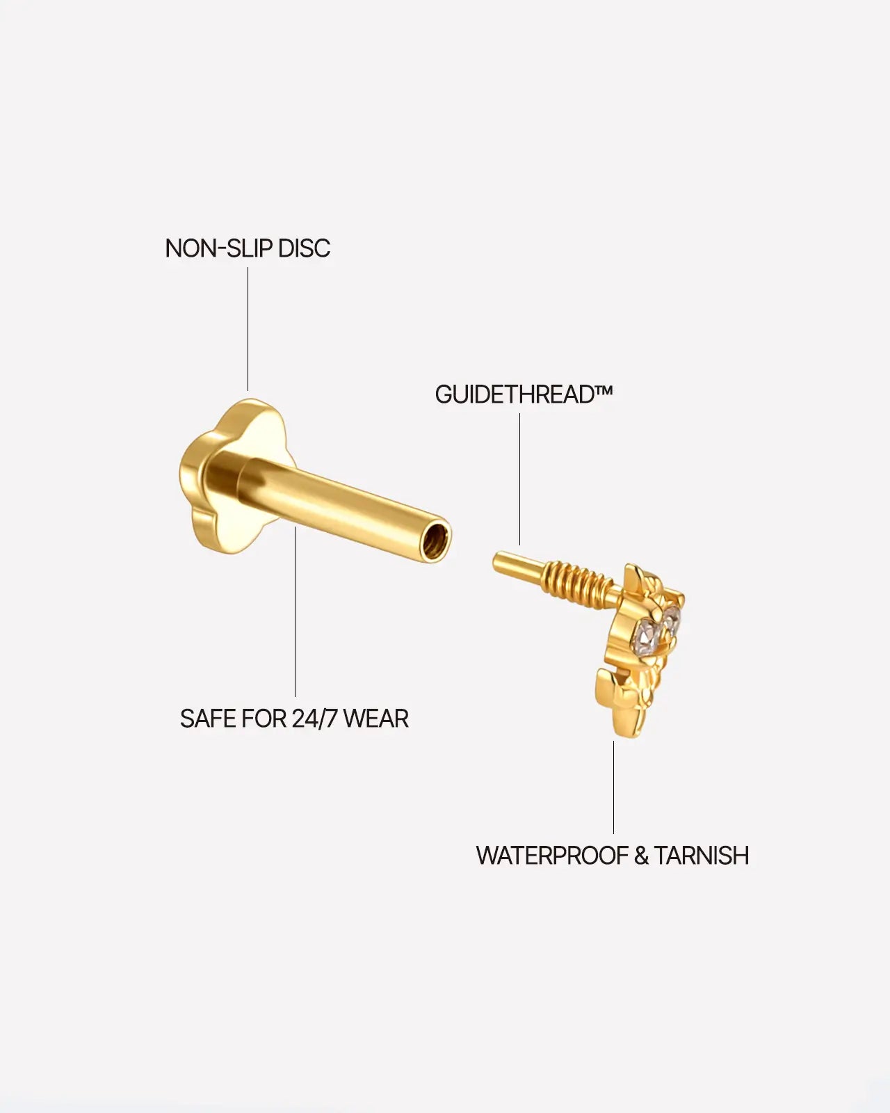 Twin Bloom Vine Flatback Stud