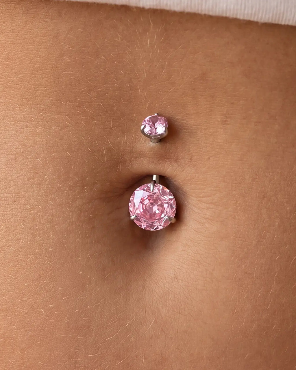 Rose-Cut Duo Zirconia Belly Button Ring