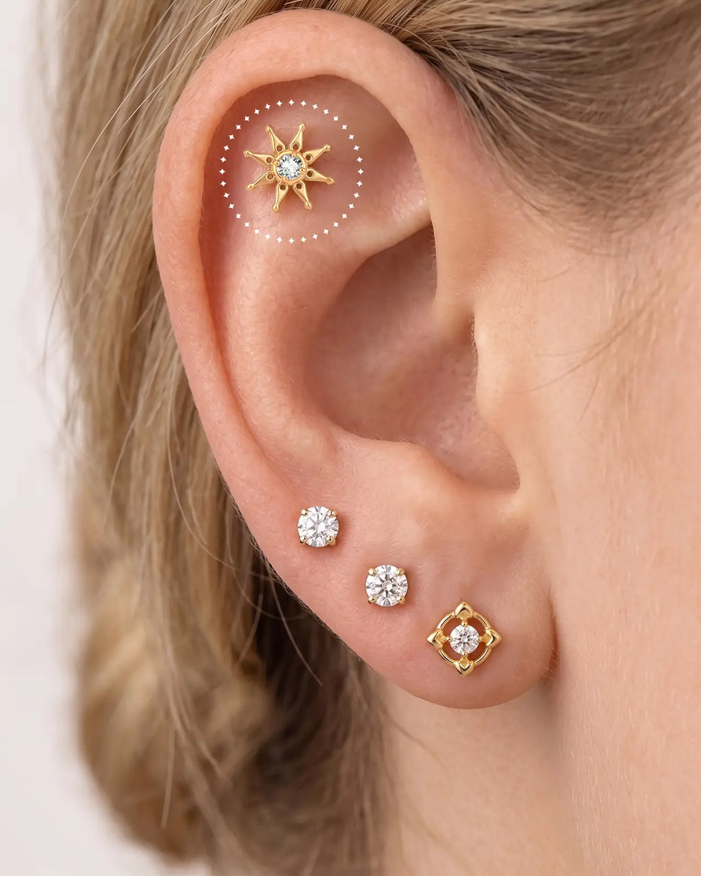 Celestial Sunburst Flatback Stud