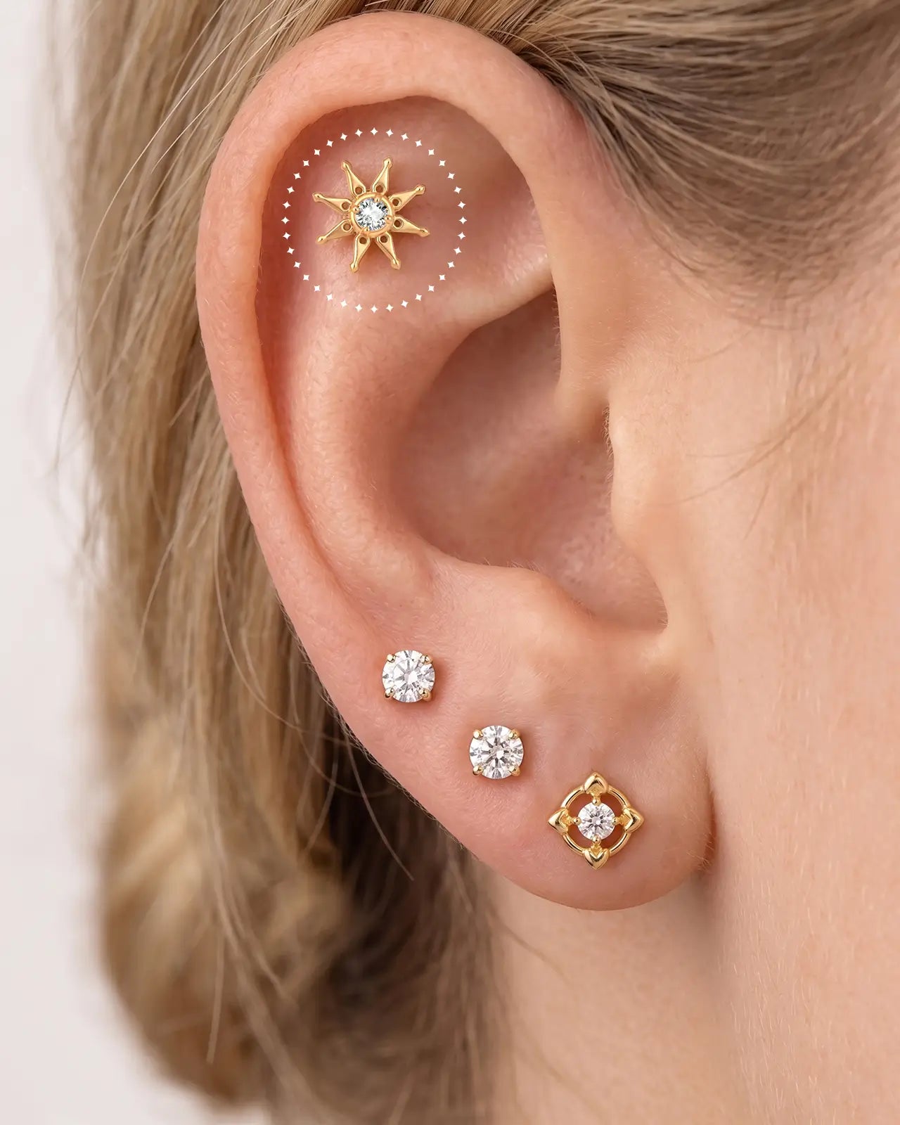 Celestial Sunburst Flatback Stud