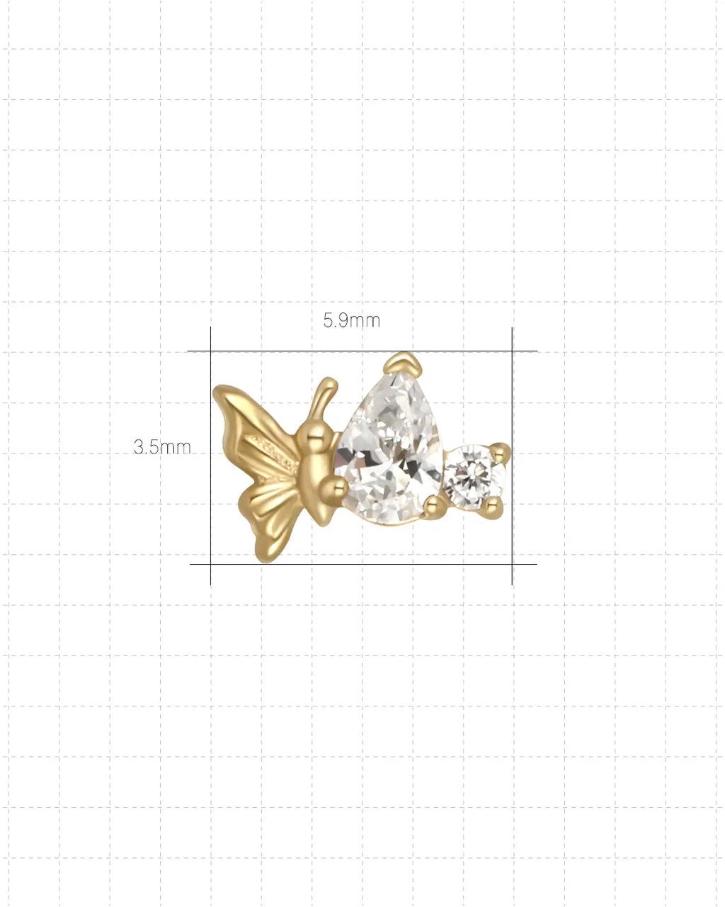 Butterfly Pear-Cut Zircon Flatback Stud