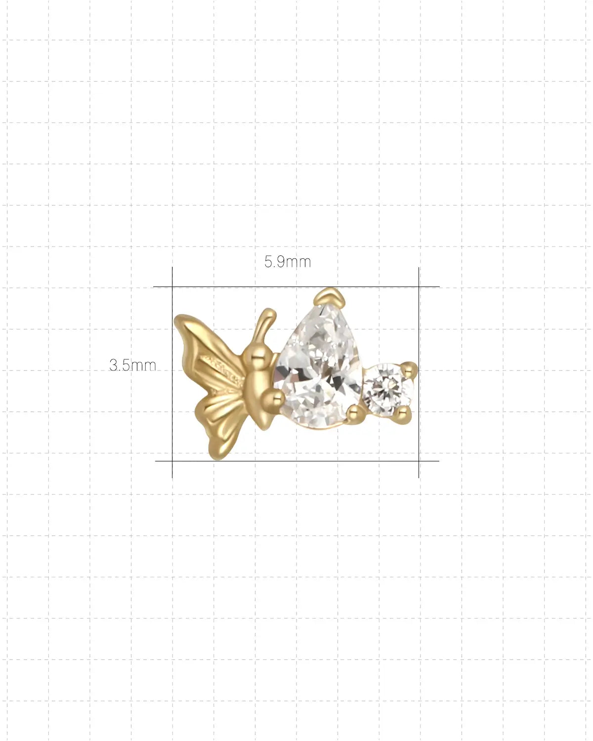 Butterfly Pear-Cut Zircon Flatback Stud