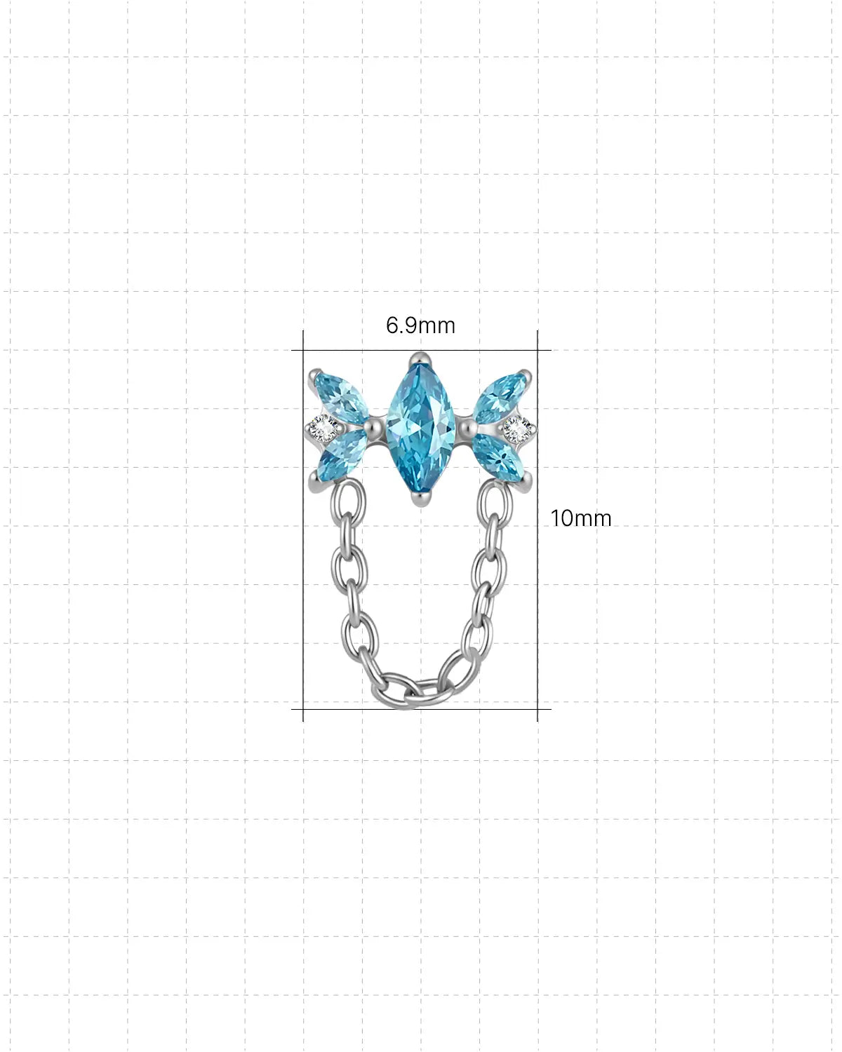Winged Marquise Chain Flatback Stud