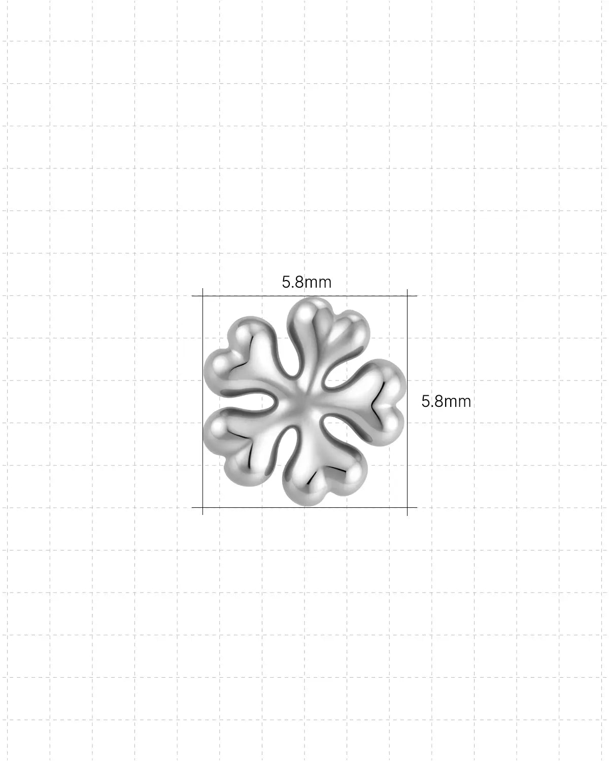 Polished Snowflake Flatback Stud
