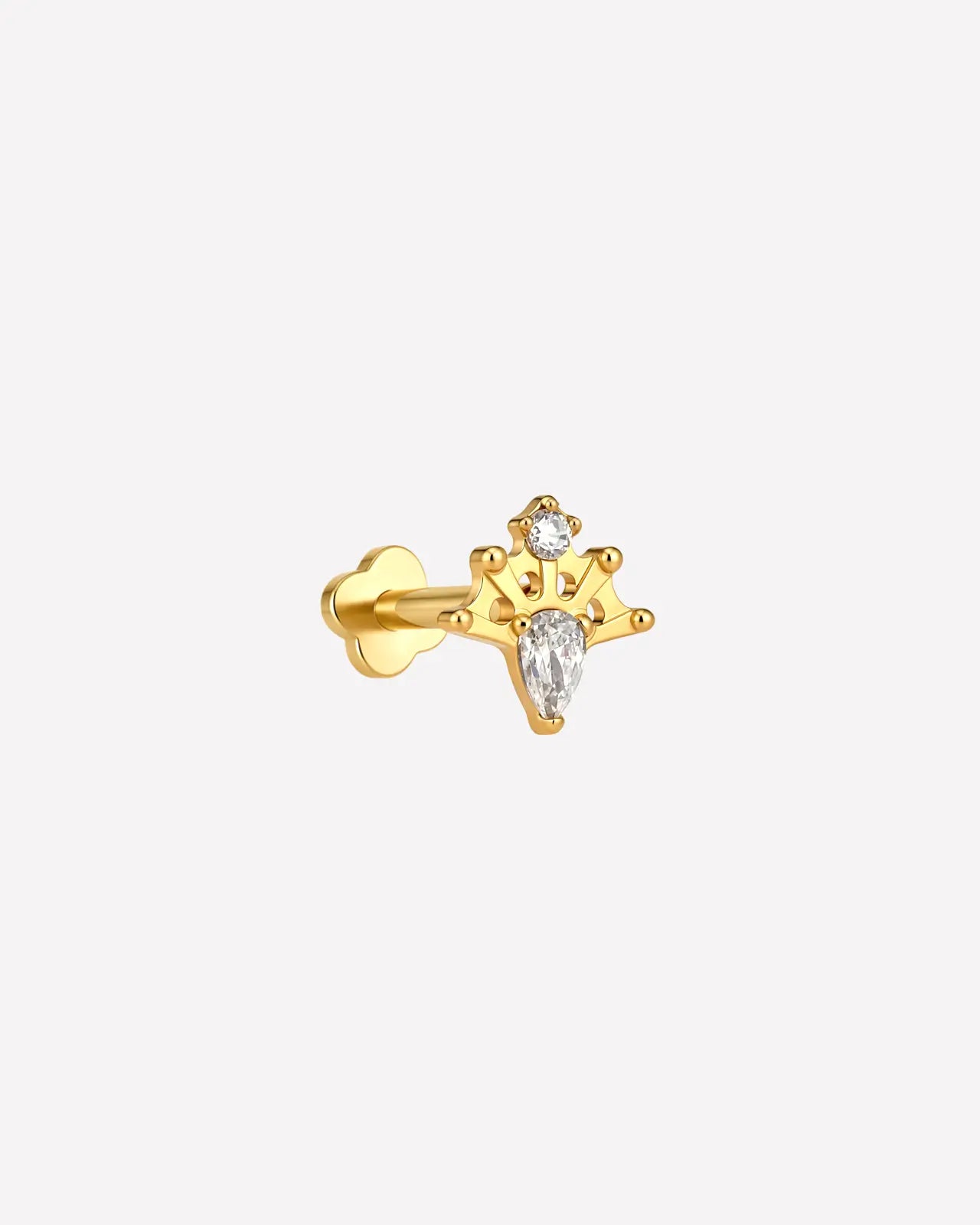 Regal Pear Crown Flatback Stud