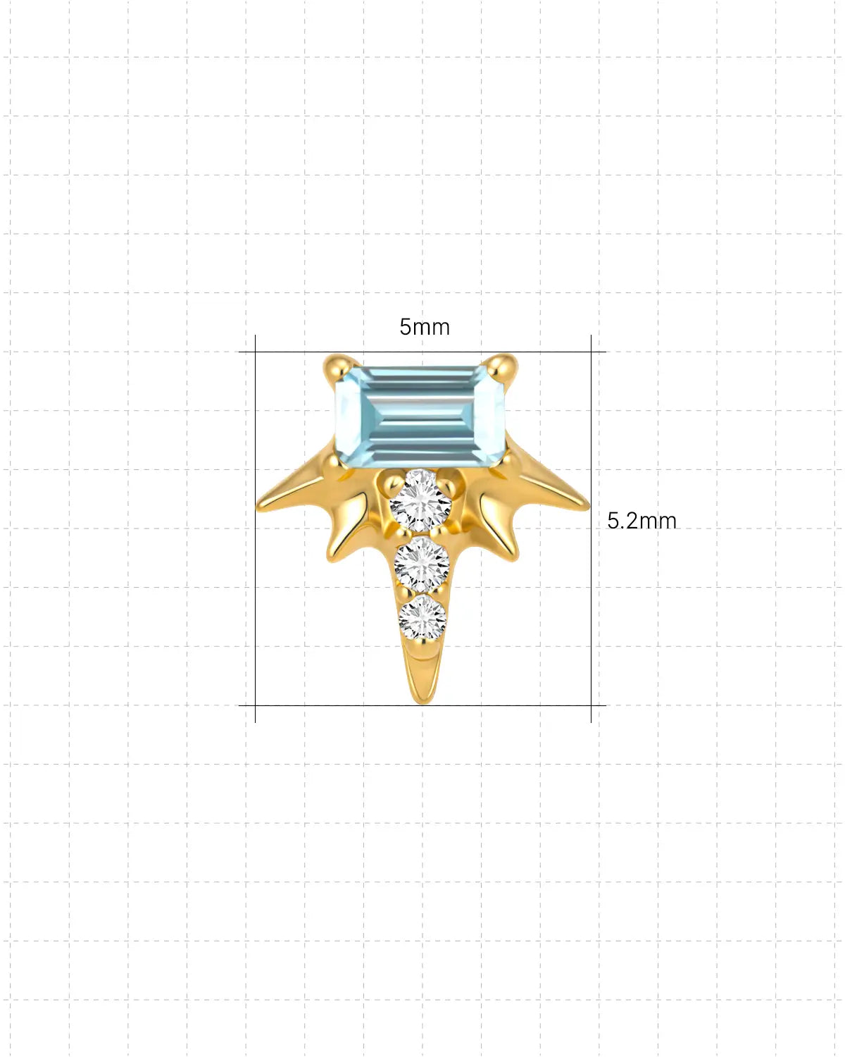Baguette Rayburst Flatback Stud