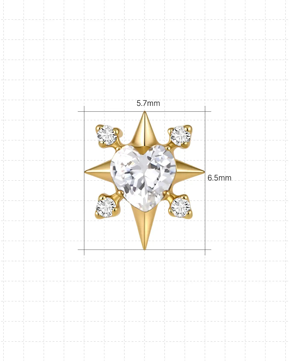 Radiant Heart Starburst Flatback Stud