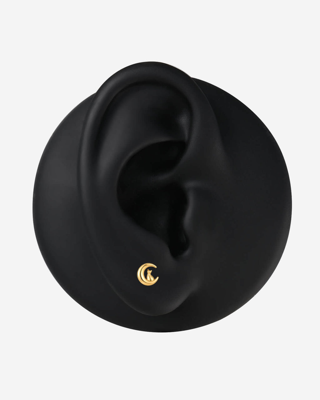 Moonlit Cat Crescent Flatback Stud
